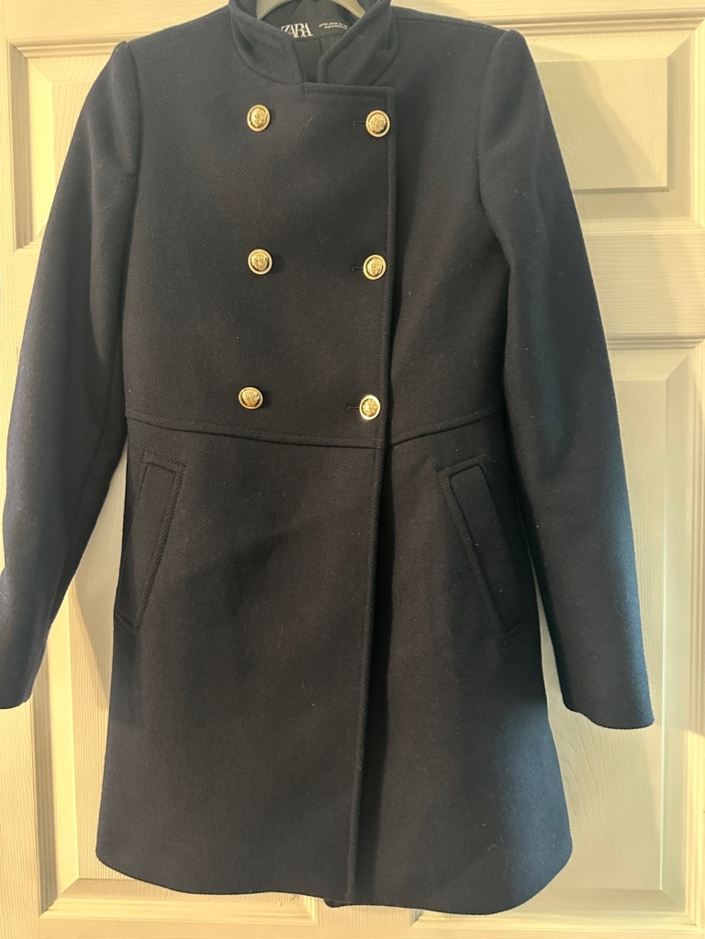 Zara Navy Coat with Gold Buttons